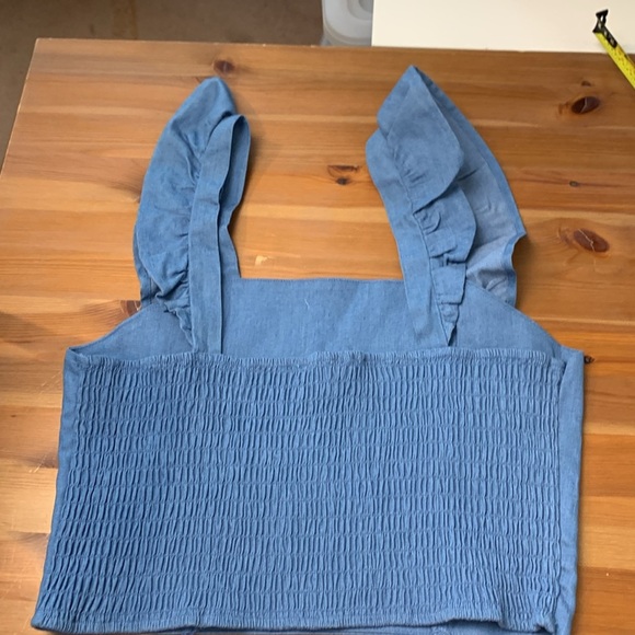 Unbranded blue crop top with stretch, elasticized back, denim look - Picture 3 of 9